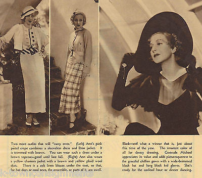 ANN SOTHERN JEAN MARSH VINTAGE MOVIE CLOTHING FASHIONS ADVERTISING PRINT 1935 - K-townConsignments