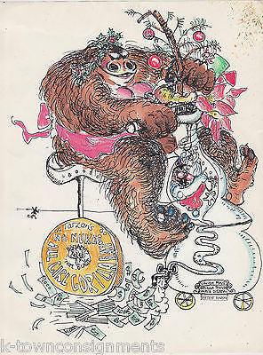 HAL GEORGE THEATRE COSTUME DESIGNER ORIGINAL GORILLA ART WORK & HUMOROUS NOTE - K-townConsignments