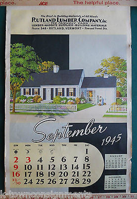 WWII ERA REAL ESTATE ARCHITECTURE VINTAGE GRAPHIC ADVERTISING CALENDAR POSTER - K-townConsignments