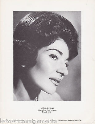 Maria Callas Greek American Soprano Vintage Portrait Gallery Photo Poster Print - K-townConsignments