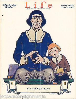 PILGRIM ART COVER VINTAGE 1920s LIFE MAGAZINE GRAPHIC ADS & NEWS JAN 1921 - K-townConsignments