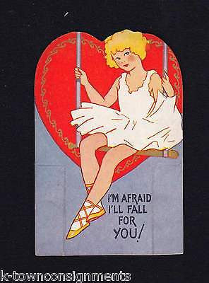ACROBAT BOY & TRAPEZE GIRL VINTAGE VALENTINE'S DAY GRAPHIC ART GREETINGS CARDS - K-townConsignments