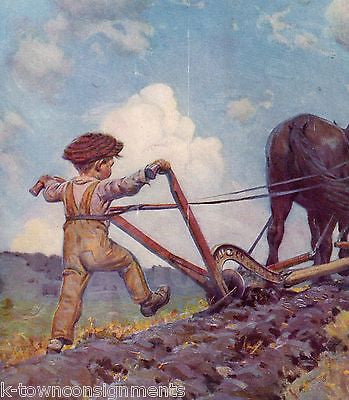 BOY PLOWING ANDERSON COVER ART ANTIQUE GRAPHIC ILLUSTRATED LIFE MAGAZINE 1920 - K-townConsignments