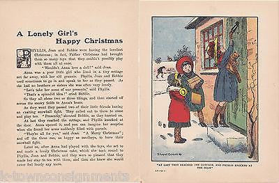 Lonely Girls Happy Christmas Vintage Antique Fairy Tale Nursery Rhyme Poem Print - K-townConsignments