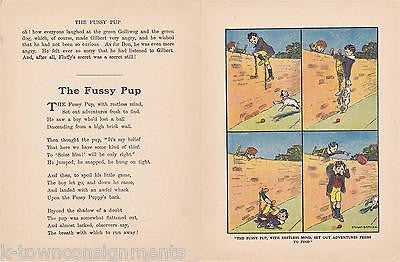 Fussy Puppy Dog & Little Boy w/ Ball Vintage Fairy Tale Nursery Rhyme Poem Print - K-townConsignments