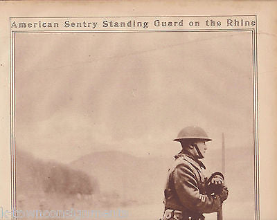 AMERICAN SENTRY STANDING GUARD ON THE RHINE WWI 1920s NEWS POSTER PHOTO PRINT - K-townConsignments