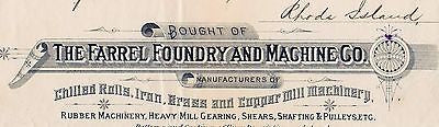 FARREL FOUNDRY IRON BRASS COPPER MACHINERY RI ANTIQUE ENGRAVING STATIONERY 1890 - K-townConsignments