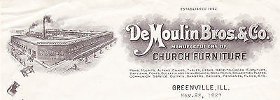 DE MOULIN BROS & CO CHURCH FURNITURE ANTIQUE ENGRAVING STATIONERY 1927 - K-townConsignments
