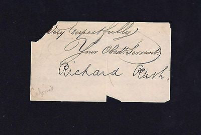RICHARD RUSH US ATTORNEY GENERAL PRINCETON GRAD ANTIQUE AUTOGRAPH SIGNATURE CLIP - K-townConsignments