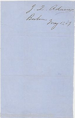 JOHN QUINCY ADAMS CIVIL WAR COLONEL POLITICIAN ANTIQUE AUTOGRAPH SIGNED LETTER - K-townConsignments