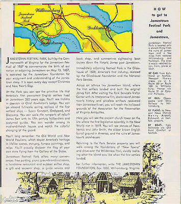 JAMESTOWN VIRGINIA COLONIAL WILLIAMSBURG VINTAGE GRAPHIC ADVERTISING BROCHURE - K-townConsignments