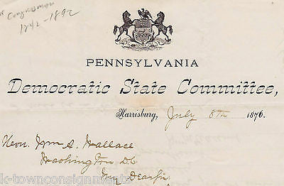 WILLIAM McCLELLAND PENNSYLVANIA CONGRESS AUTOGRAPH SIGNED STATIONERY LETTER 1876 - K-townConsignments