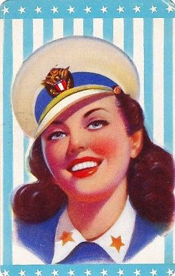 WAF AIRFORCE WOMAN IN UNIFORM VINTAGE GRAPHIC ART PATRIOTIC TRADING CARD - K-townConsignments