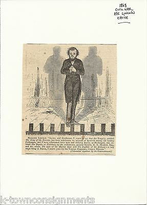 ABRAHAM LINCOLN ARMY OF POTOMAC IRONIC THEATRE STAGE POLITICAL CARTOON - K-townConsignments