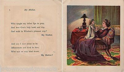 MOTHER TEACHES DAUGHTER TO PRAY ANTIQUE MOTHER'S DAY POEM GRAPHIC ART PRINT - K-townConsignments