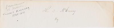 THOMAS McCREERY KENTUCKY SENATOR POLITICIAN ANTIQUE AUTOGRAPH SIGNATURE - K-townConsignments