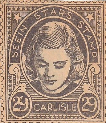 MARY CARLISLE MOVIE ACTRESS VINTAGE SEEIN STARS STAMP GRAPHIC PHOTO PROMO - K-townConsignments
