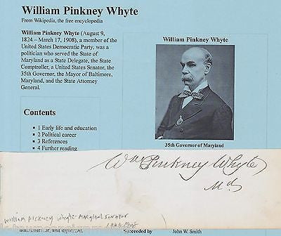 WILLIAM PINKNEY WHYTE MARYLAND CONGRESS ANTIQUE AUTOGRAPH SIGNATURE - K-townConsignments