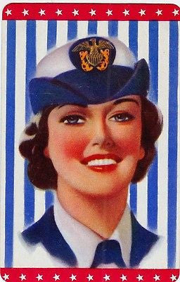 WAVES NAVY WOMAN IN UNIFORM VINTAGE GRAPHIC ART PATRIOTIC TRADING CARD - K-townConsignments