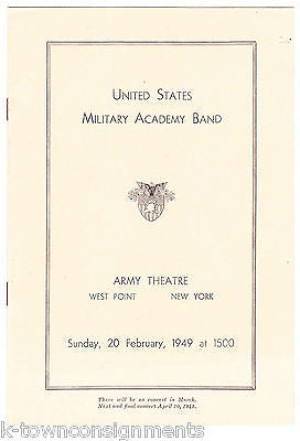 WEST POINT GLEE CLUB VINTAGE ARMY THEATRE CONCERT PROGRAM FEB 1949 - K-townConsignments