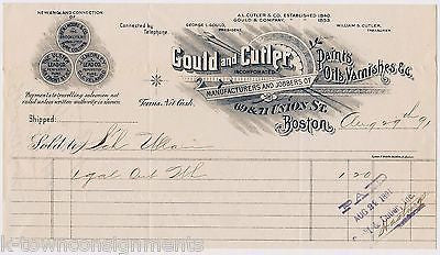 GOULD & CUTLER PAINTS OILS VARNISH UNION ST BOSTON ANTIQUE ENGRAVING STATIONERY - K-townConsignments