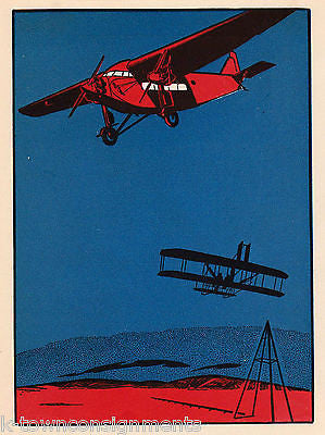 WRIGHT BROS BIPLANE & TRIMOTOR MONOPLANE ANTIQUE AVIATION GRAPHIC ART PRINT 1928 - K-townConsignments