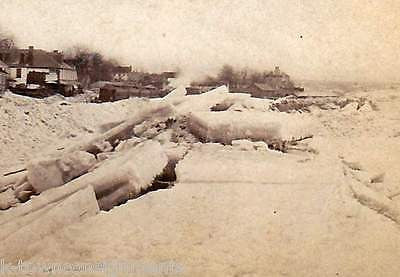 ROCHESTER NEW YORK RAILROAD TRAIN SNOWED IN ANTIQUE STEROVIEW PHOTOGRAPH 1889 - K-townConsignments