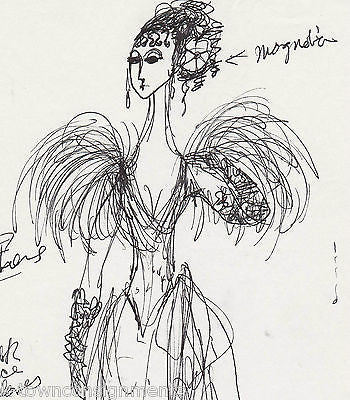 HAL GEORGE THEATRE COSTUME DESIGNER JULIE SHOW BOAT ACTRESS SATIN DRESS SKETCH - K-townConsignments