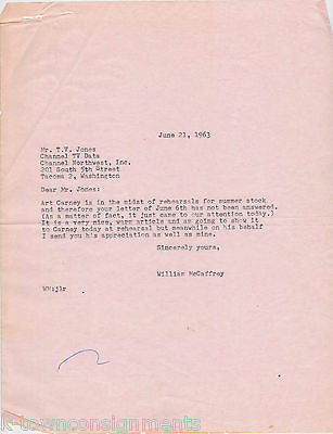 CHANNEL TV GUIDE AUTOGRAPH SIGNED LETTERHEAD T.V. JONES TO ART CARNEY JUNE 1963 - K-townConsignments