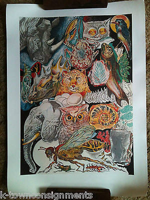 Zoo Wildlife Elephant Leopard Owl Wild Animals Vintage Graphic Art Poster Print - K-townConsignments