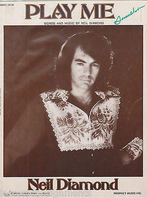 NEIL DIAMOND PLAY ME VINTAGE 1970s GRAPHIC PHOTO COVER WORDS & SHEET MUSIC - K-townConsignments