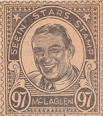 VICTOR McCLAGLEN MOVIE ACTOR VINTAGE SEEIN STARS STAMP GRAPHIC PHOTO PROMO - K-townConsignments