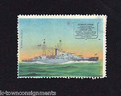 USS PENNSYLVANIA NAVAL BATTLESHIP VINTAGE ENRIQUE MULLER GRAPHIC POSTAGE STAMP - K-townConsignments