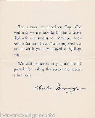 CHARLES MOONEY THEATRE DIRECTOR AUTOGRAPH SIGNED CAPE COD PLAYHOUSE PROMO CARD - K-townConsignments