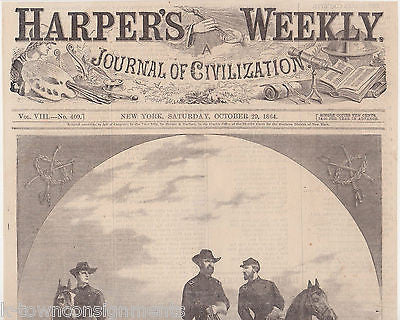 CIVIL WAR CALVARY OFFICERS MERRIT KAUTZ & WILSON ANTIQUE ENGRAVING PRINT 1864 - K-townConsignments