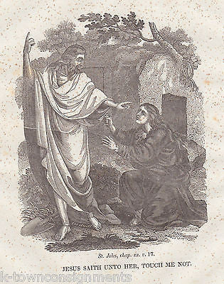 JESUS & SICK WOMAN ANTIQUE RELIGIOUS BIBLE ENGRAVING PRINT - K-townConsignments