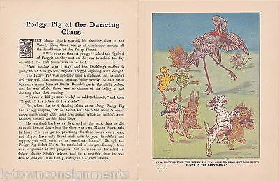Pig Puppy Bunny & Cat Dancing Class Vintage Fairy Tale Nursery Rhyme Poem Print - K-townConsignments