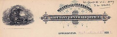 J. W. VAUCE SPAN-AM WAR ILLINOIS AUTOGRAPH SIGNED ENGRAVING STATIONERY LETTER - K-townConsignments
