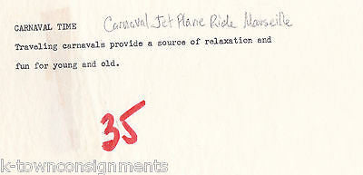 CARNAVAL JET PLANE RIDE MARSEILLE VINTAGE PROFESSIONAL TRAVEL PHOTO - K-townConsignments