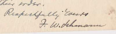 FREDERICK LEHMANN US SOLICITOR GENERAL ORIGINAL AUTOGRAPH SIGNED STATIONERY 1900 - K-townConsignments