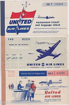 UNITED AIRLINES VINTAGE GRAPHIC ADVERTISING AVIATION AIRPLANE TICKET BOOKS 2 - K-townConsignments