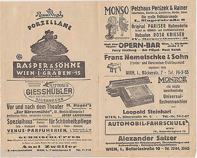 GRAFIN MARIZA VICTOR FLEMMING LEA SEIDI ANTIQUE GERMAN THEATRE PLAYBILL AD FLYER - K-townConsignments