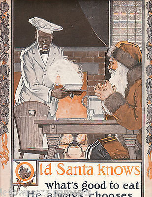 CREAM OF WHEAT OLD SANTA KNOWS VINTAGE LARGE GRAPHIC ADVERTISING POSTER PRINT - K-townConsignments