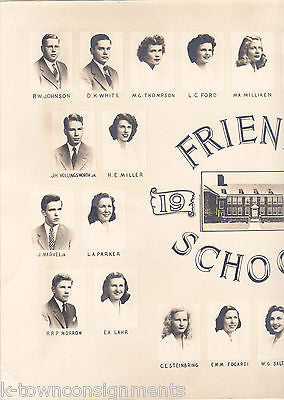 QUAKER FRIENDS SCHOOL WILMINGTON DELAWARE VINTAGE 1940s STUDENTS CLASS PHOTO - K-townConsignments