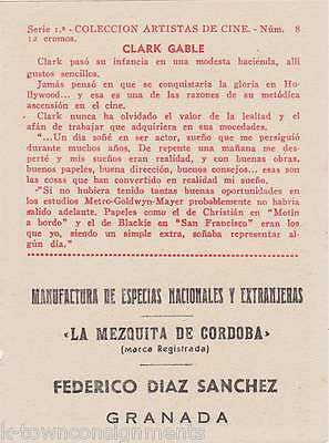 CLARK GABLE HOLLYWOOD MOVIE ACTOR VINTAGE SPANISH GRAPHIC PROMO PHOTO CARD - K-townConsignments