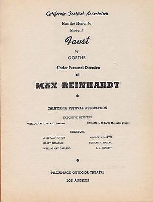 FAUST MAX REINHARDT CONRAD NAGEL VINTAGE THEATRE PLAY SOUVENIR PROGRAM BOOK - K-townConsignments