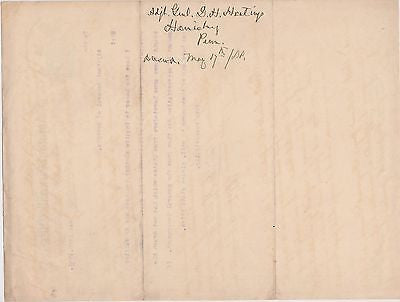 D.H. HASTINGS PA GOVERNOR AUTOGRAPH SIGNED CONFEDERATE SPRINGFIELD RIFLES LETTER - K-townConsignments