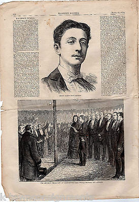 HARPER'S WEEKLY PRINCE NAPOLEON UNCLE SAM ENGRAVINGS ANTIQUE NEWSPAPER APR 1874 - K-townConsignments