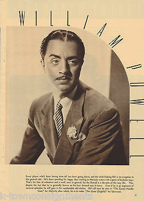 WILLIAM POWELL THE GREAT ZIEGFELD MOVIE ACTOR VINTAGE PROMO PHOTO CLIPPING 1935 - K-townConsignments