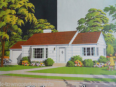 AMERICAN DREAM HOME REAL ESTATE VINTAGE 1940s GRAPHIC ART ADVERTISING POSTER - K-townConsignments